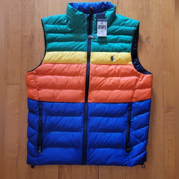 Polo Ralph Lauren Men's Small Multi Color Puffer Vest Colorblock NWT - Picture 8 of 12